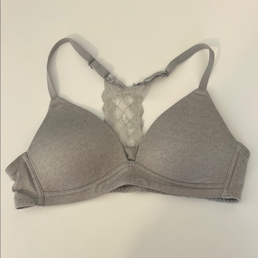 Target Gray Racerback Bra with Lace Detailing
